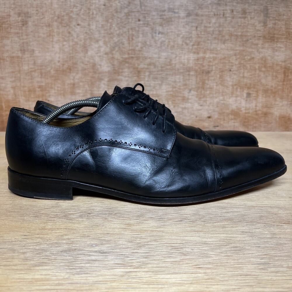 Finsbury Montana Apron Toe Oxford Men Size 11.5 Black Leather Welted Low Shoes